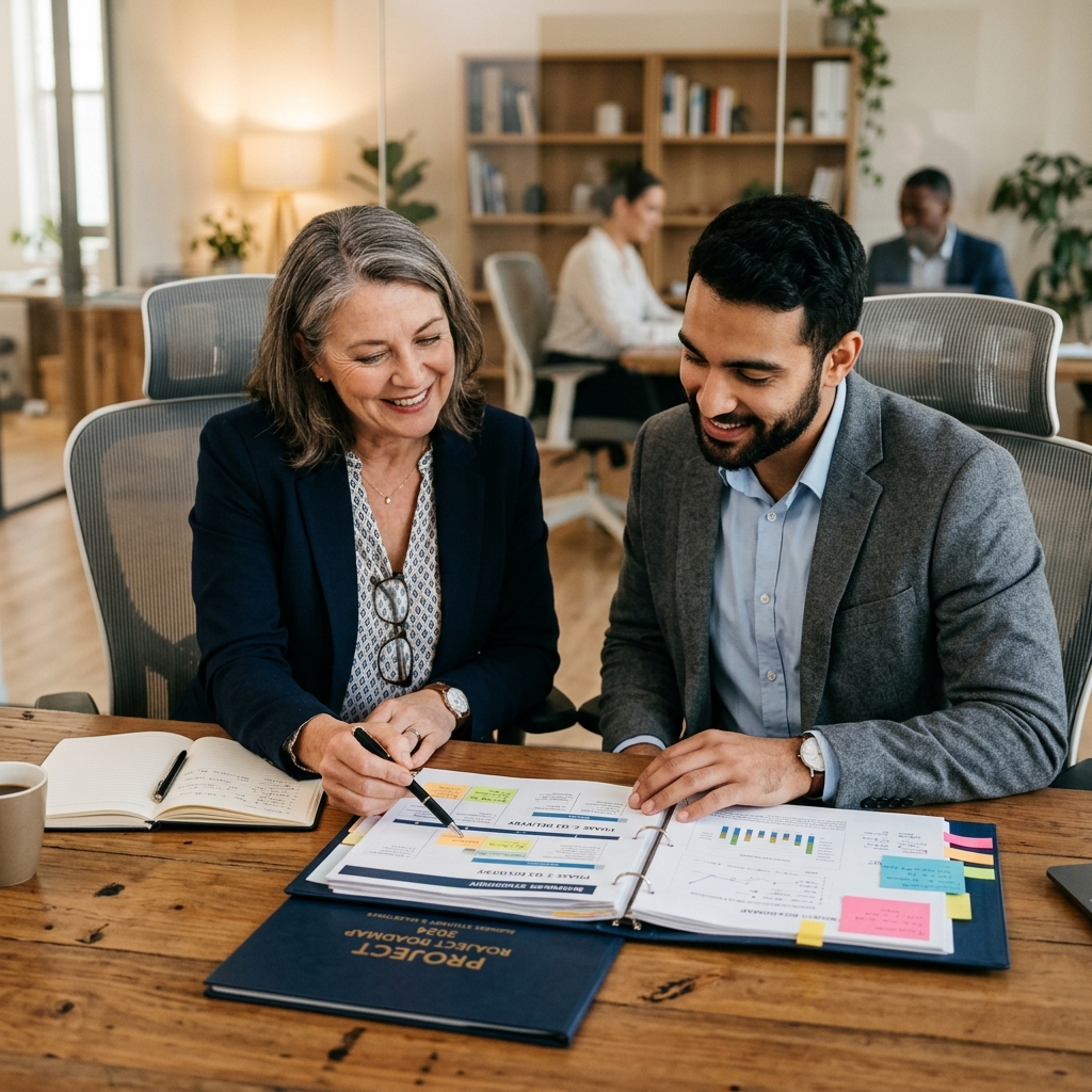 Online-Mentoring-Session auf Microsoft Teams mit einem Projektleiter